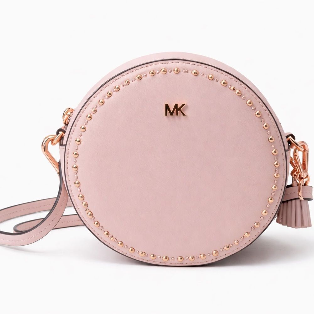 Michael Kors Blush Round Crossbody Bag with Gold Accents